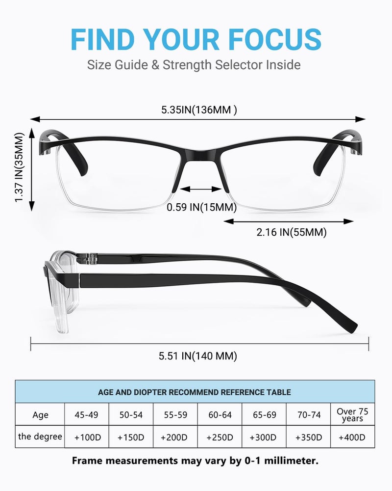 LUFF 4Pcs Anti-Blue-ray Reading Glasses Portable Ultra-Light Readers(2.5X) - Image 4